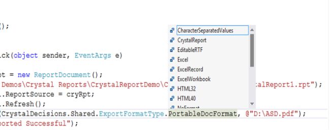 exporting Crystal Reports
